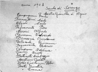 Grazia Colombo, Retro della fotografia della classe elementare di Sorengo, Famiglia Lampugnani